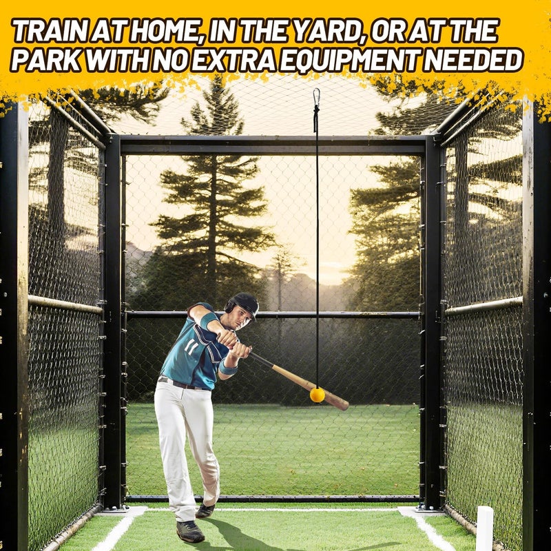 PLAYAPUT Baseball Softball Batting Trainer – 10.5ft Swing Trainer with Hook & Ball – Solo Hitting Aid for Hand-Eye Coordination, Timing, and Power – Practice Drills for Baseball & Softball Players (All Ages) - Image 4